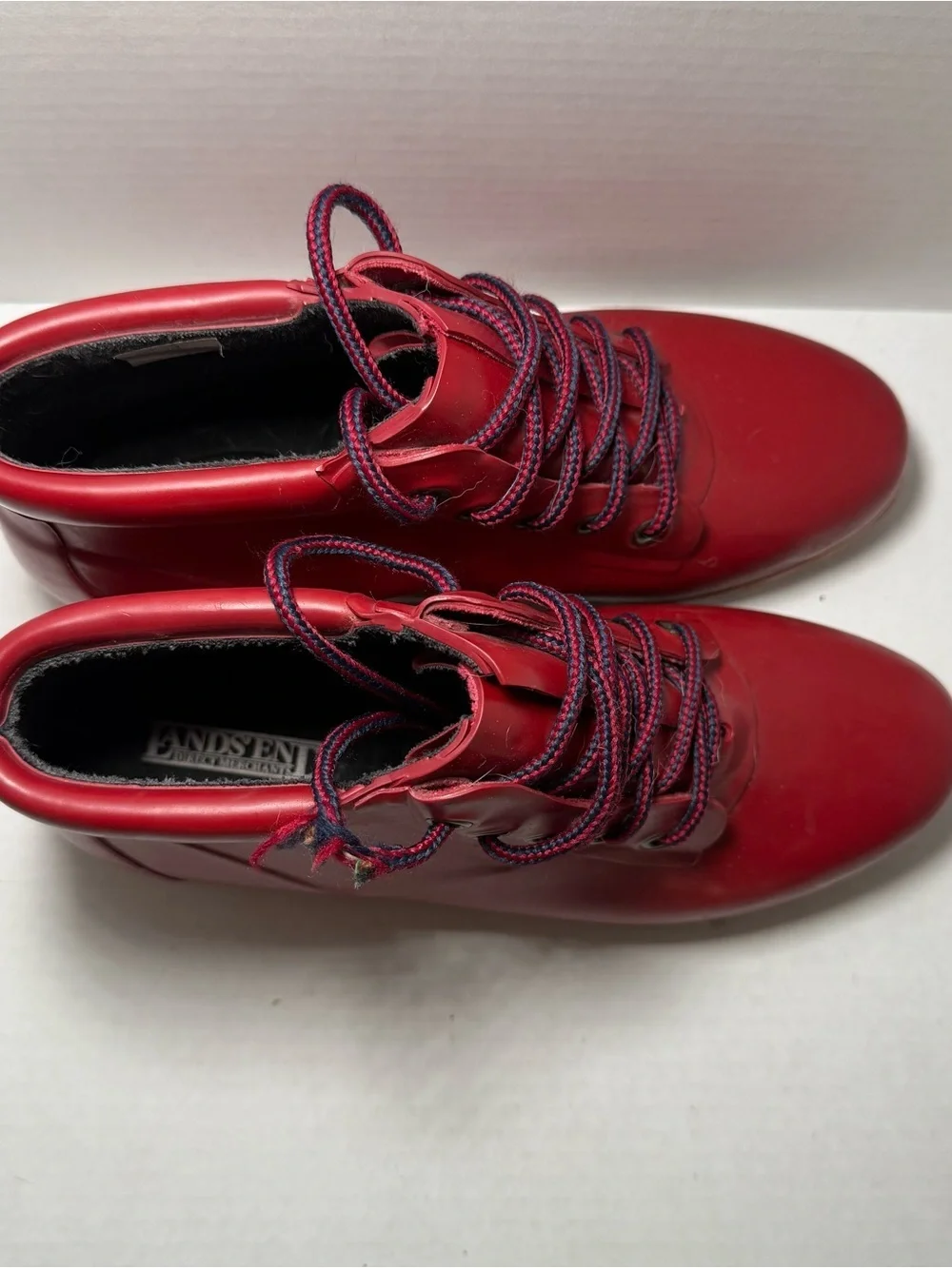 Vintage Lands End Red Rain Duck Outdoor Boots Size Women’s 9
